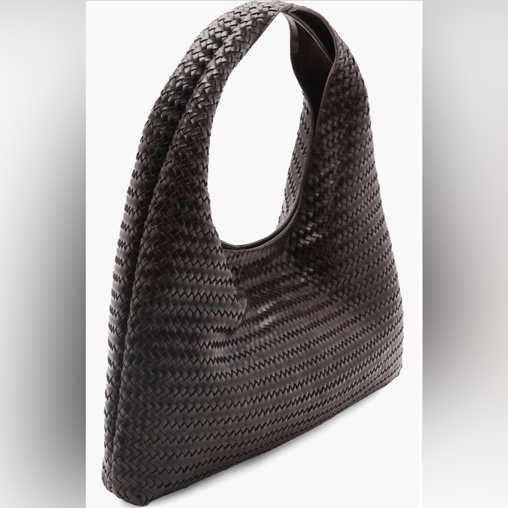 MANGO Braided Leather Shoulder Bag - NWT